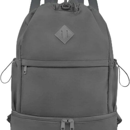 Drawstring Beach Backpack with Ventilated Shoe Compartment