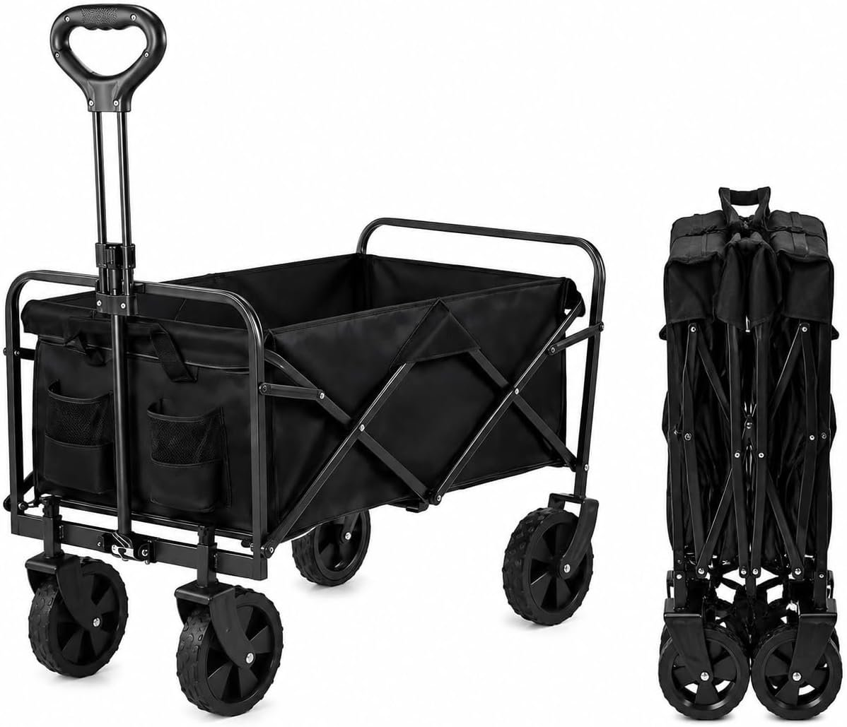 Compact Beach Wagon with Water Repellent Polyester Cargo Bed