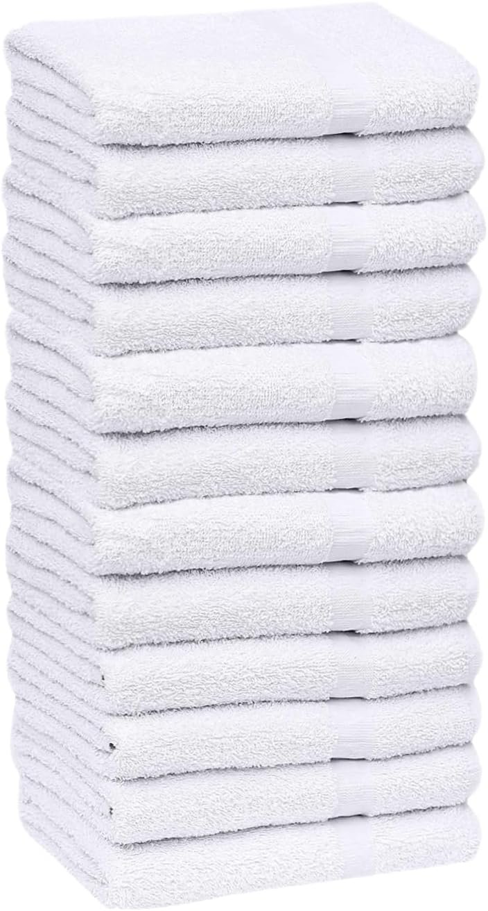 White Cotton Blend Beach Hand Towels for Gym and Travel