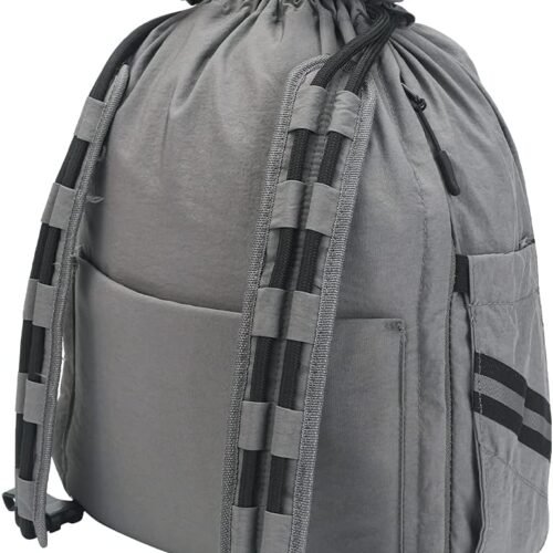 Water Resistant Drawstring Beach Bag with Anti Theft Zipper Pockets