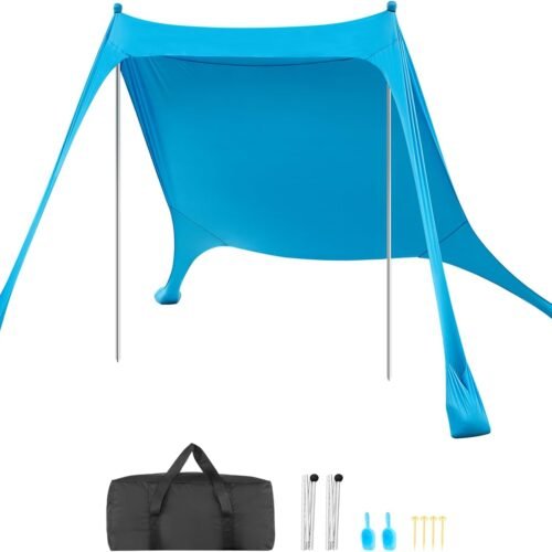Lycra Beach Sun Shelter with Sandbag Anchors and Adjustable Shade