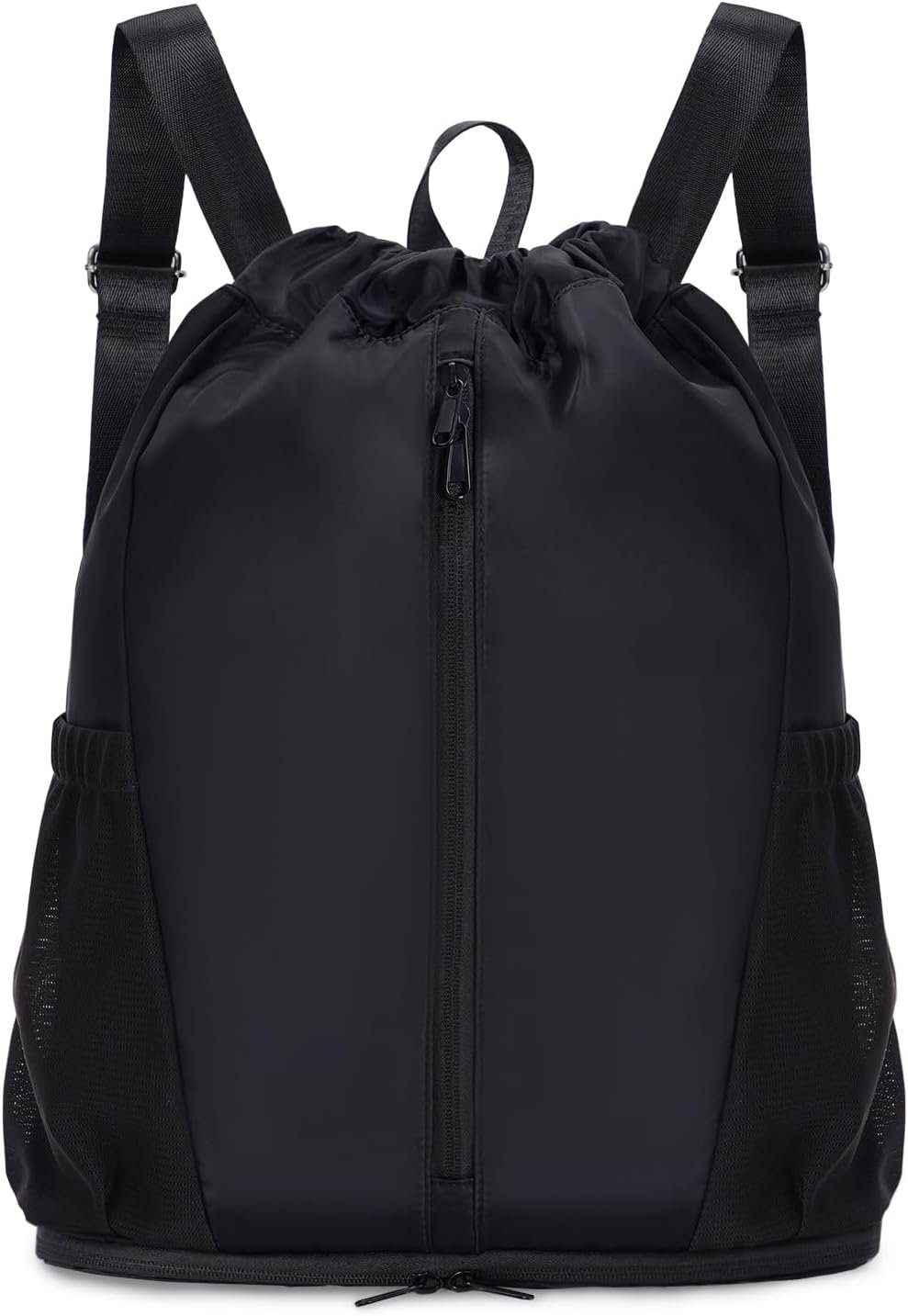 Drawstring Beach Bag with Shoe Compartment and Mesh Pockets