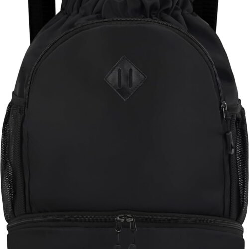 Drawstring Beach Backpack with Wet Pocket and Shoe Compartment