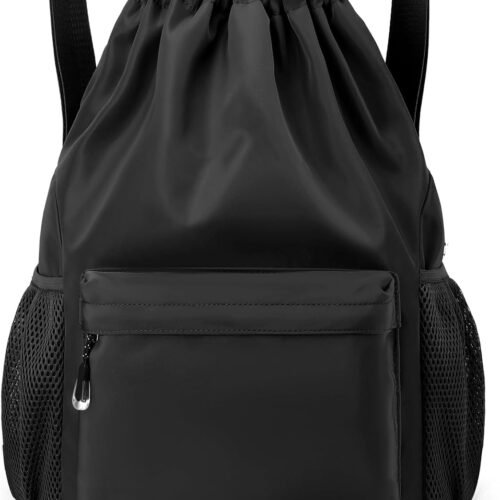 Adjustable Drawstring Beach Backpack with Side Pockets