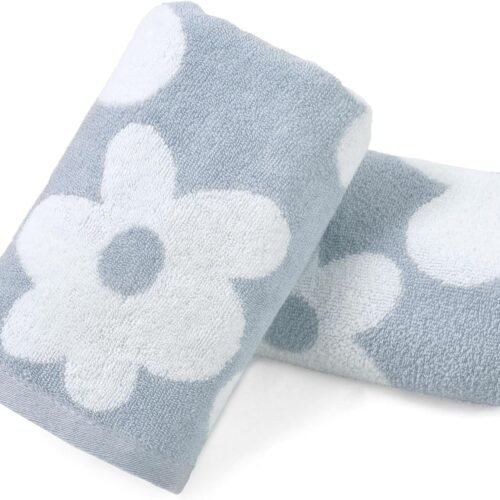 Blue Daisy Cotton Beach Hand Towels for Guest Bath