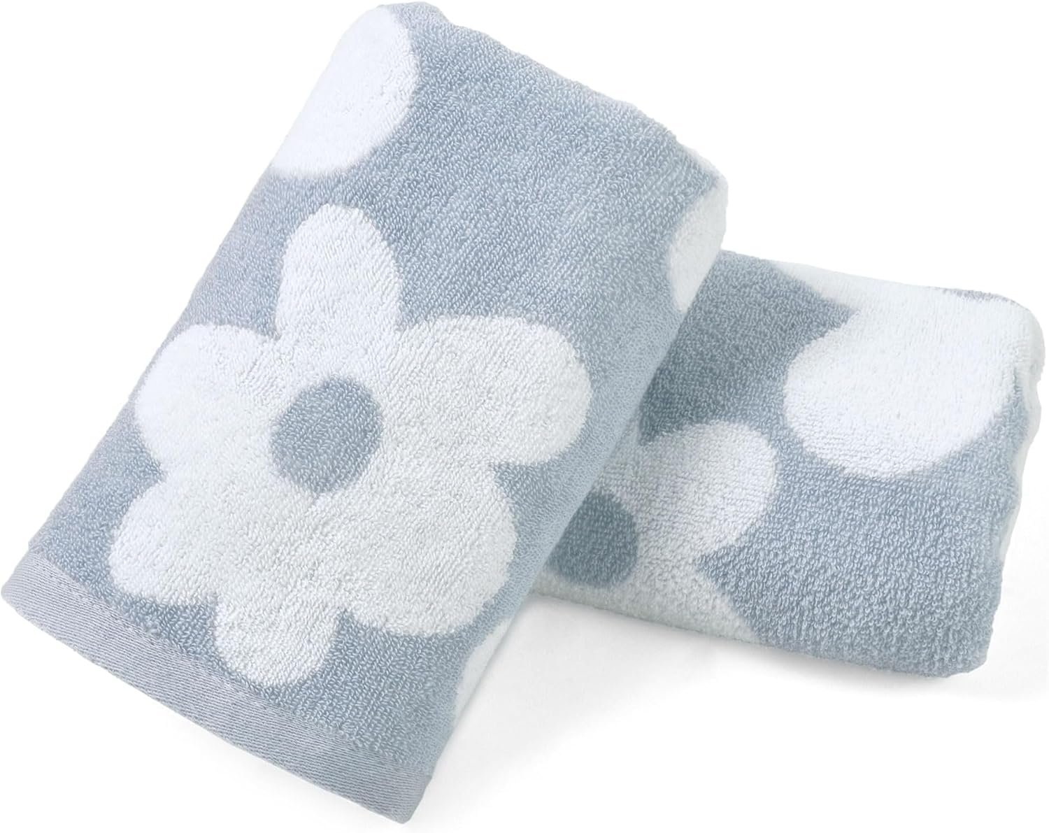 Blue Daisy Cotton Beach Hand Towels for Guest Bath