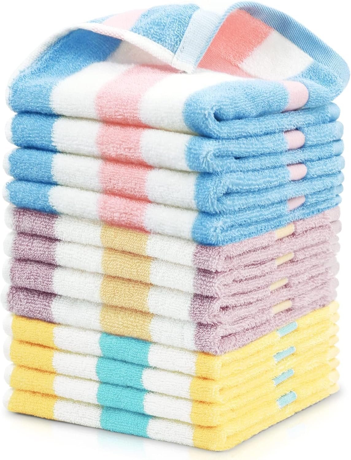 Striped Cotton Beach Face Towels for Bath and Travel