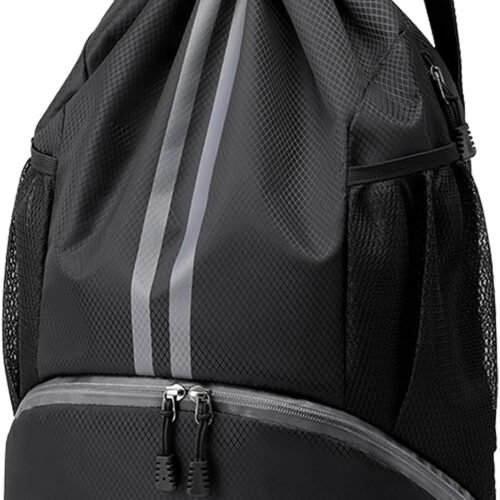 Water Resistant Drawstring Beach Backpack with Shoe Compartment
