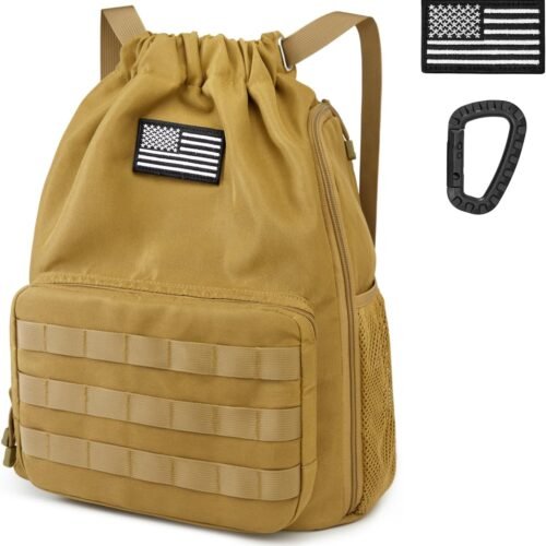 Drawstring Beach Backpack with Water Resistant Shoe Compartment