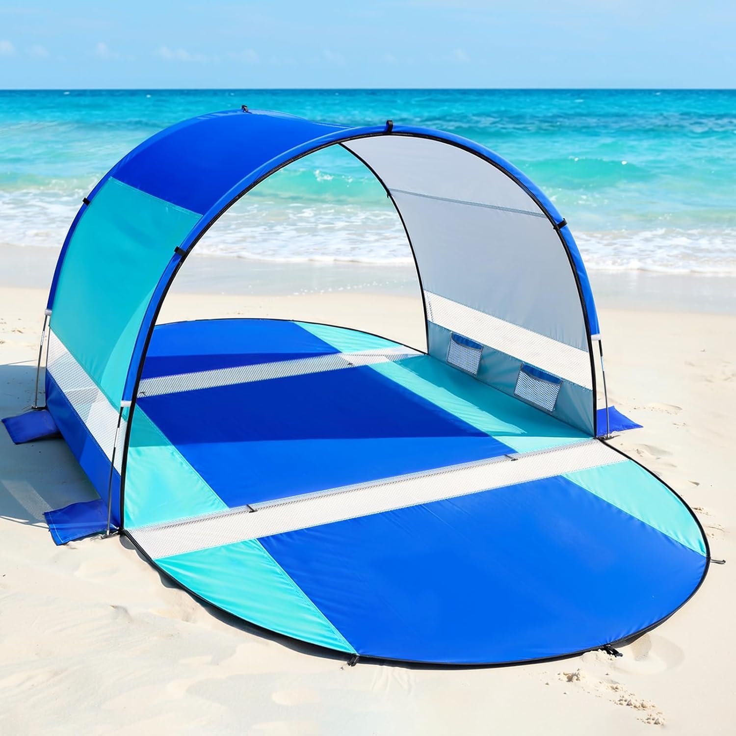 Beach Canopy with Double Zipper Doors and Breathable Mesh