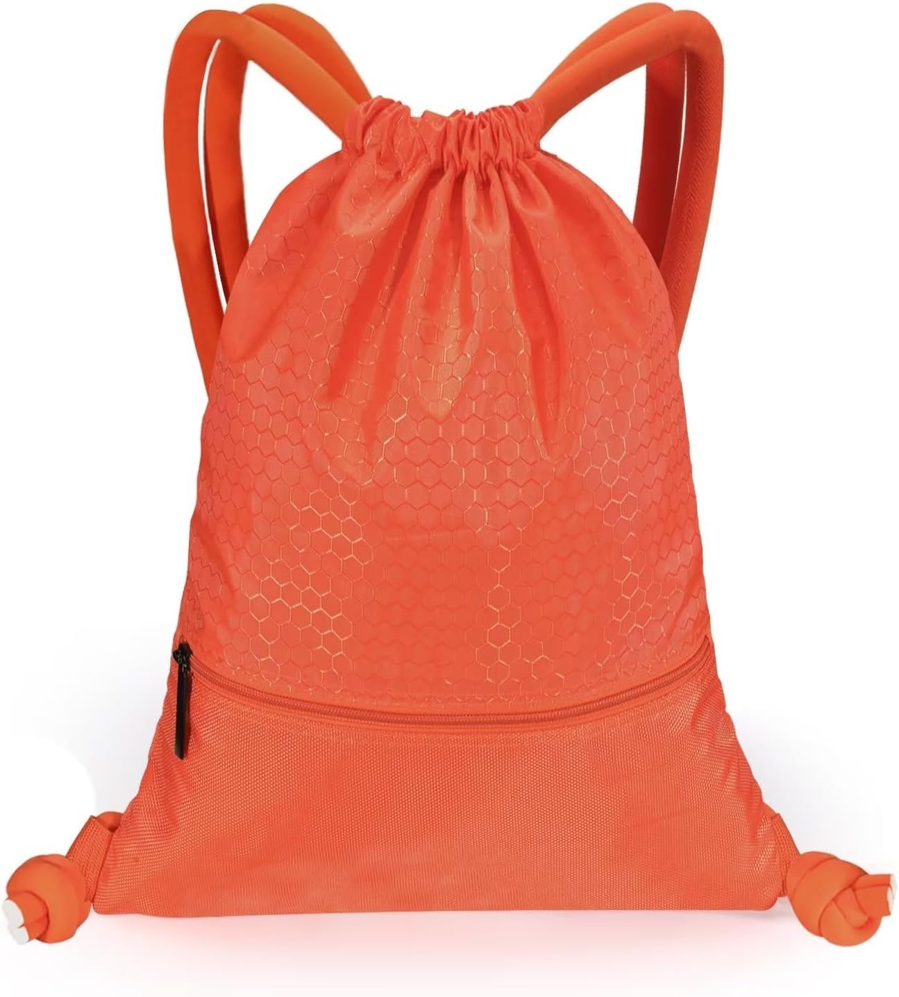 Foldable Drawstring Beach Bag with Front Zipper Pocket