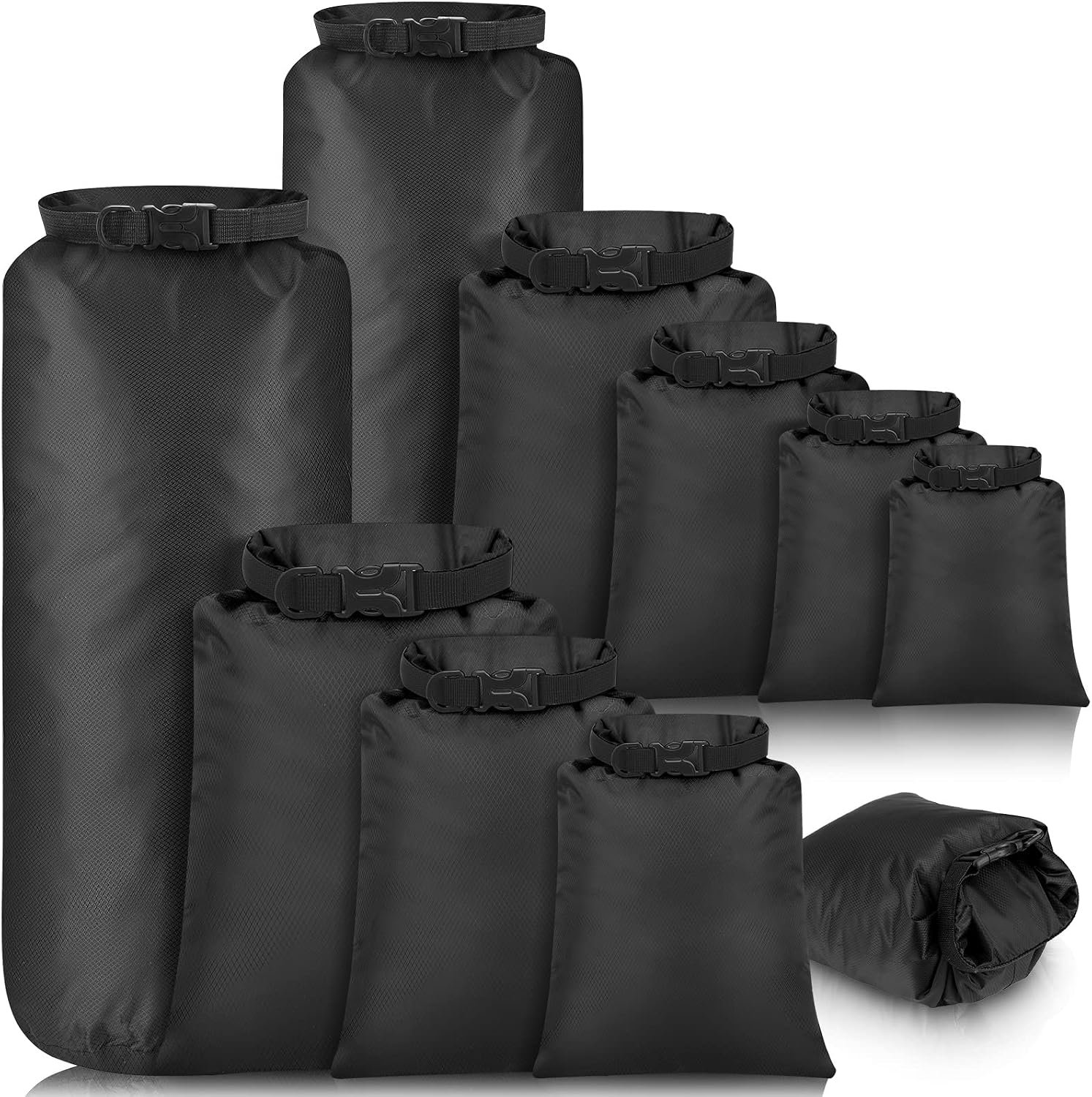 Waterproof Roll Top Beach Dry Bag Set with Buckle Closure