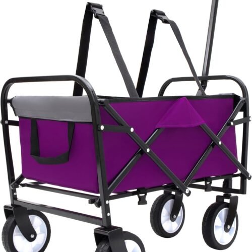 Beach Wagon with Cargo Straps and Detachable Storage Pockets
