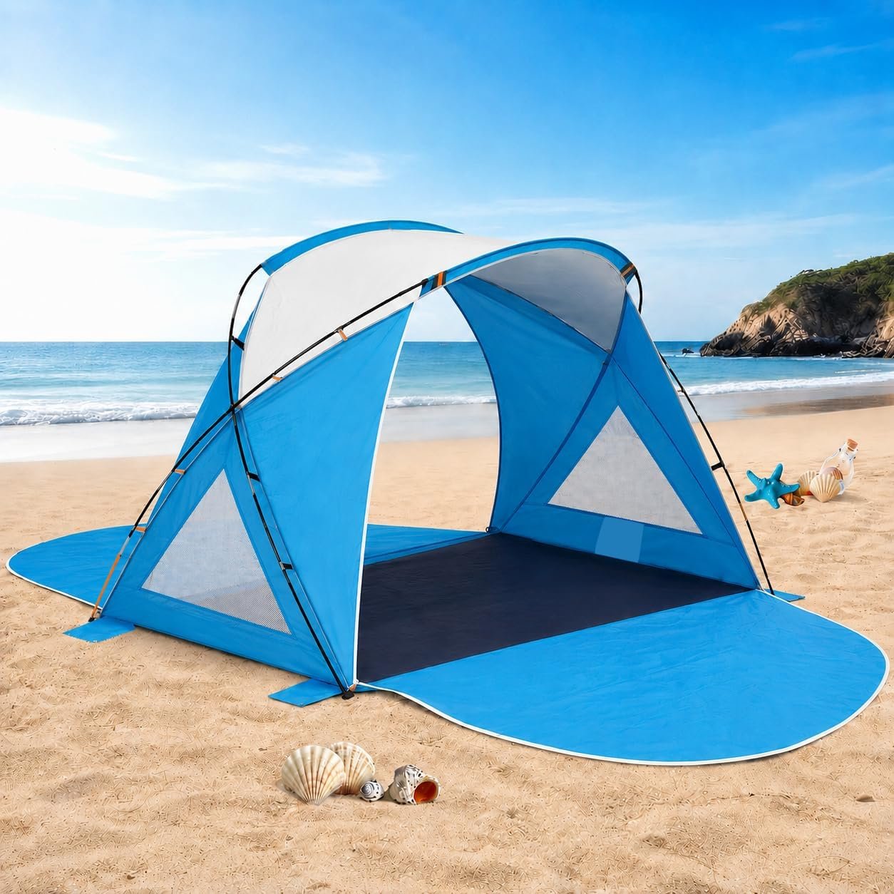 Silver Coated Beach Tent with Dual Door Ventilation