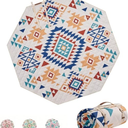 Octagonal Waterproof Beach Mat with Multi Layer Protection