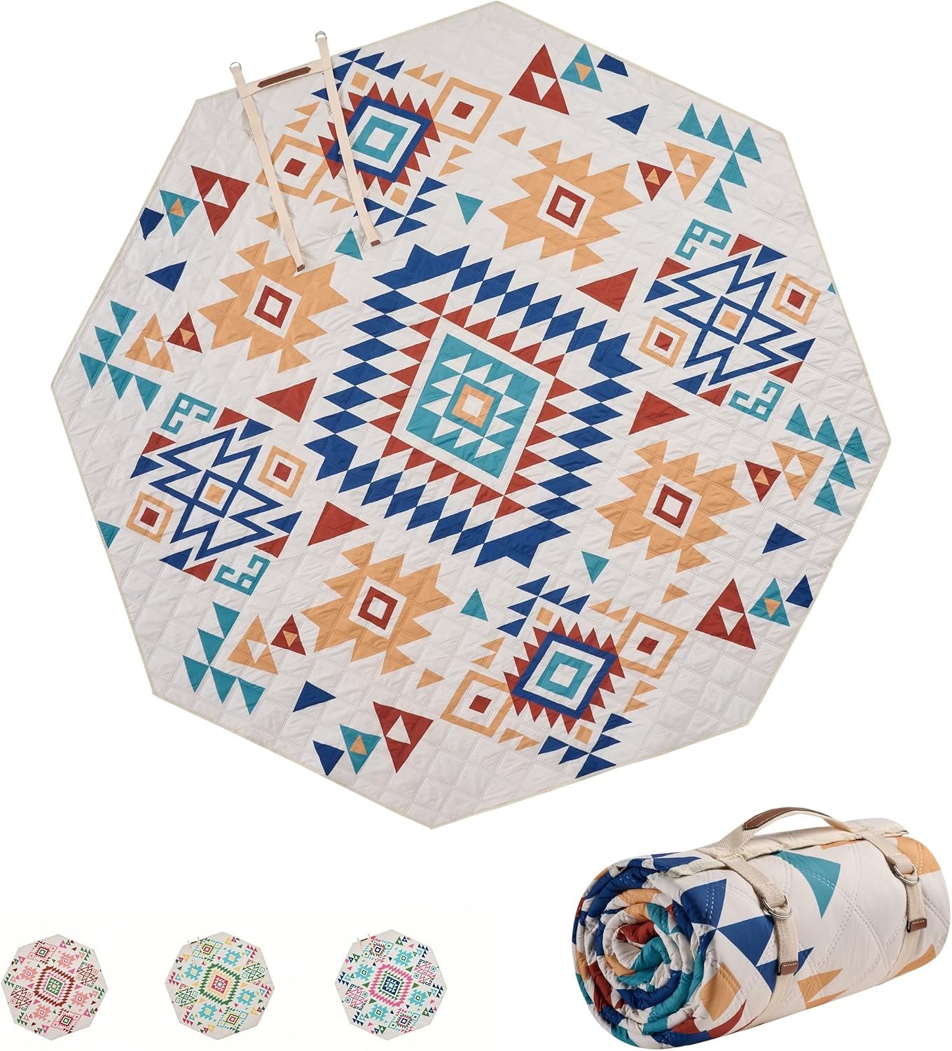 Octagonal Waterproof Beach Mat with Multi Layer Protection