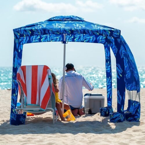 Water Resistant Beach Cabana with Removable Sidewall