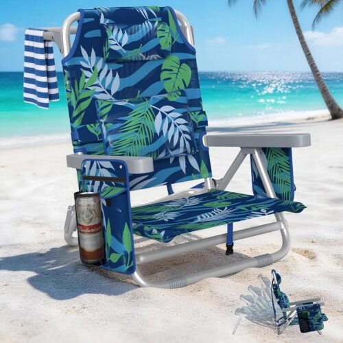 5-Position Adjustable Backpack Chair With Lumbar Support