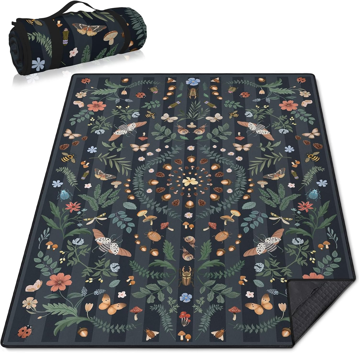 Sandproof Beach Mat with Corner Pockets and Waterproof Base