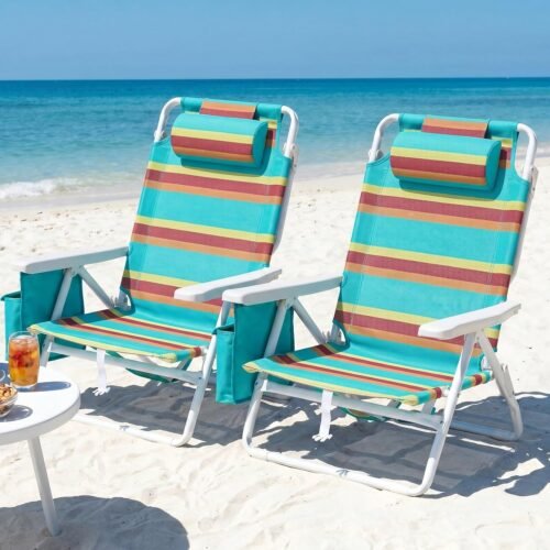 Low-Profile 5-Position Lay-Flat Chair With Headrest And Footrest