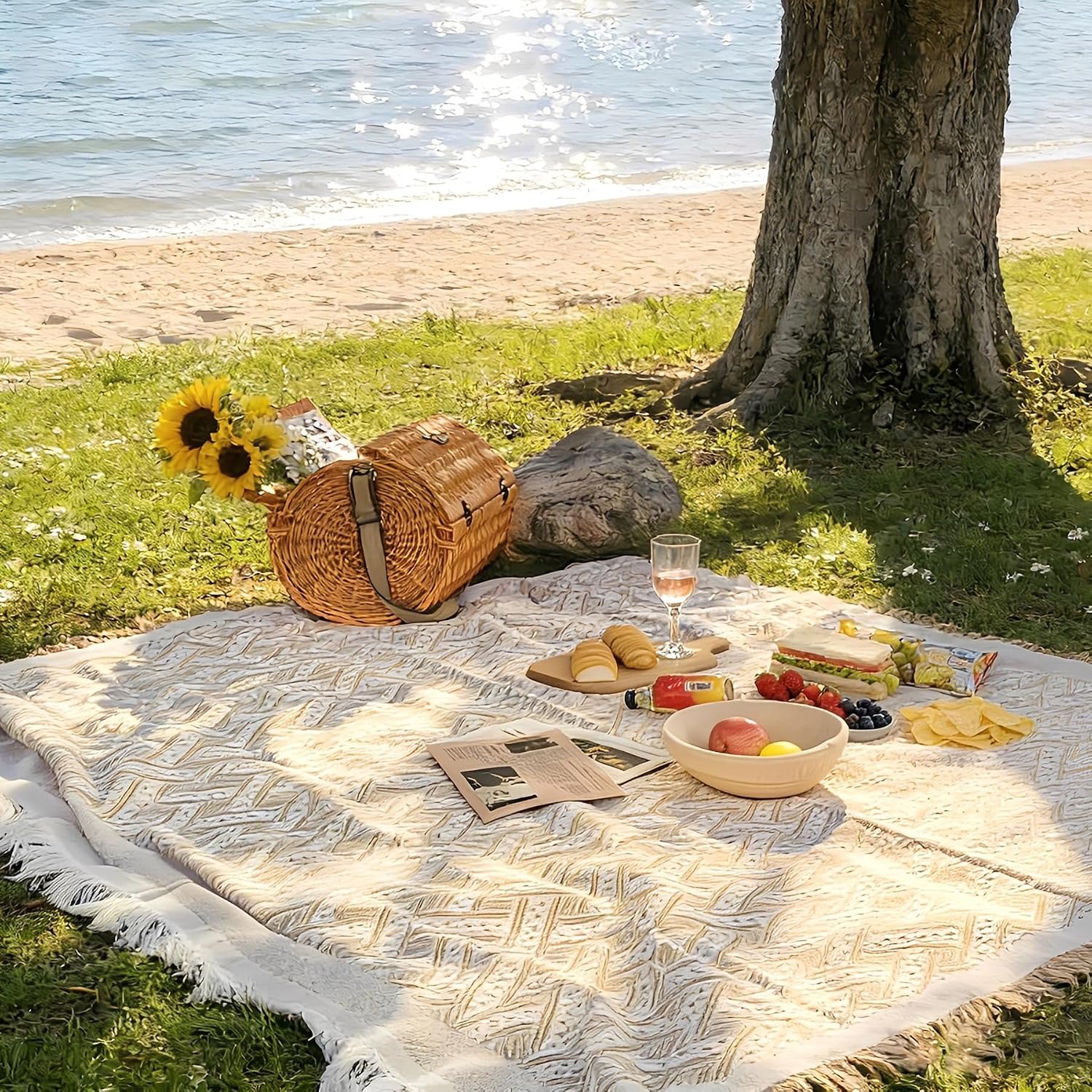 Sandproof Cotton Weave Beach Mat