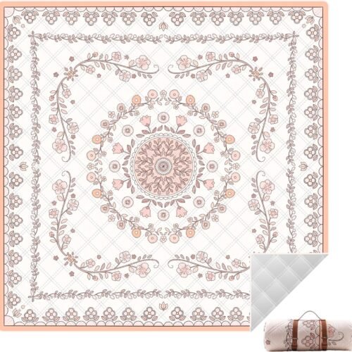 Bohemian Beach Mat with Waterproof Printed Top and Insulated Base