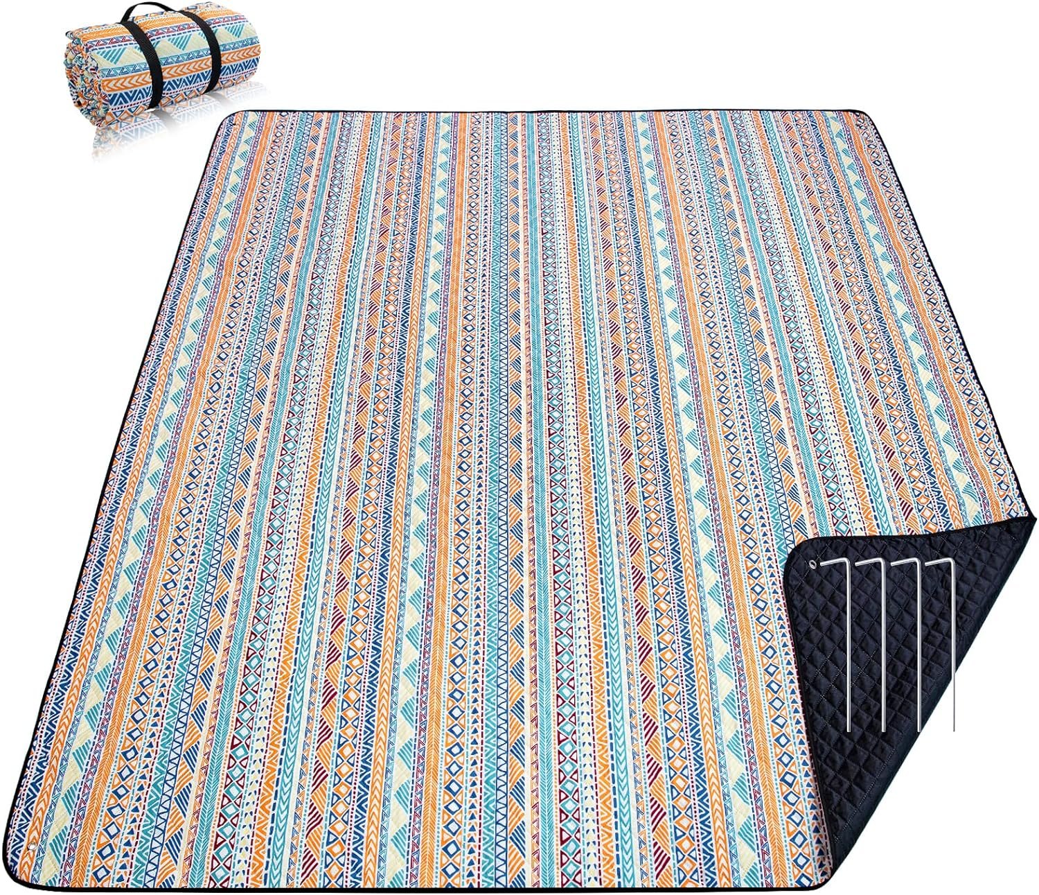 Boho Beach Blanket with Waterproof Base